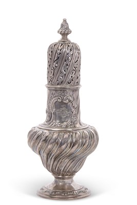 Lot 305 - A George III large silver caster having a pull-...