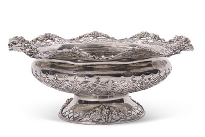 Lot 308 - George V silver pedestal fruit basket...