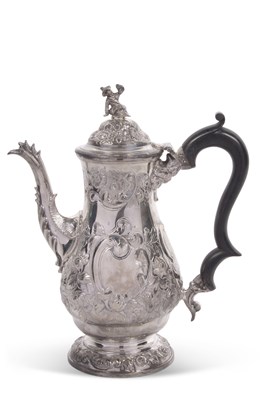 Lot 311 - George VI silver coffee pot elaborately...