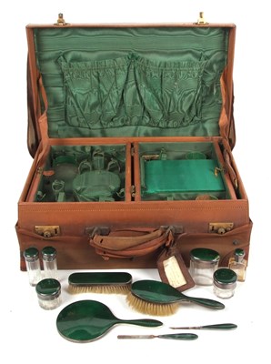 Lot 328 - A George V silver and enamel travelling...