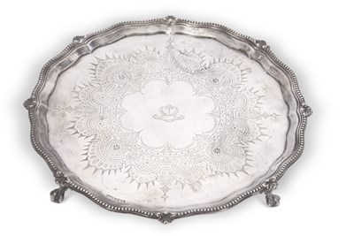 Lot 331 - A Victorian silver salver of circular form...