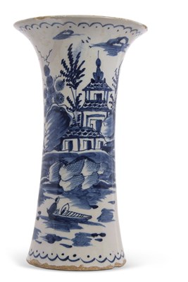 Lot 81 - A large 18th Century Delft vase of cylindrical...