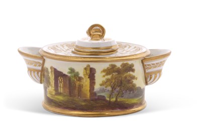 Lot 106 - An early 19th Century porcelain ink well, the...