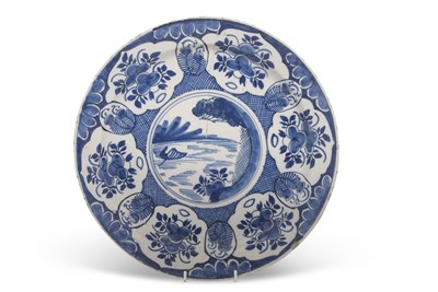 Lot 107 - A large 18th Century Delft charger, probably...