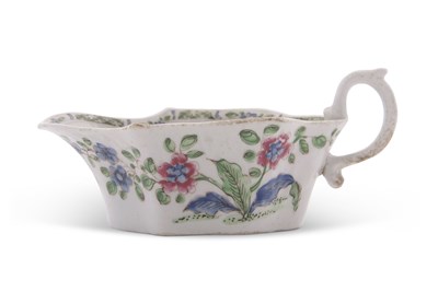 Lot 122 - A Bow porcelain flat bottomed sauce boat with...