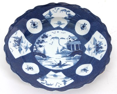 Lot 128 - A Bow porcelain plate the blue ground...