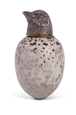 Lot 341 - A MacIntyre bird head ceramic egg scent bottle,...