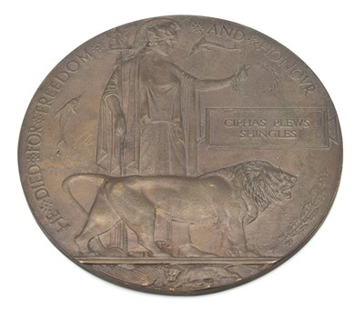 Lot 67 - First World War Death Memorial plaque named to...