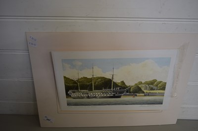 Lot 557 - COLOURED PRINT, HMS CONWAY AT PLAS NEWYDD,...