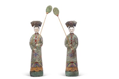 Lot 185 - Pair of Chinese Nodding Figures Qing Dynasty...