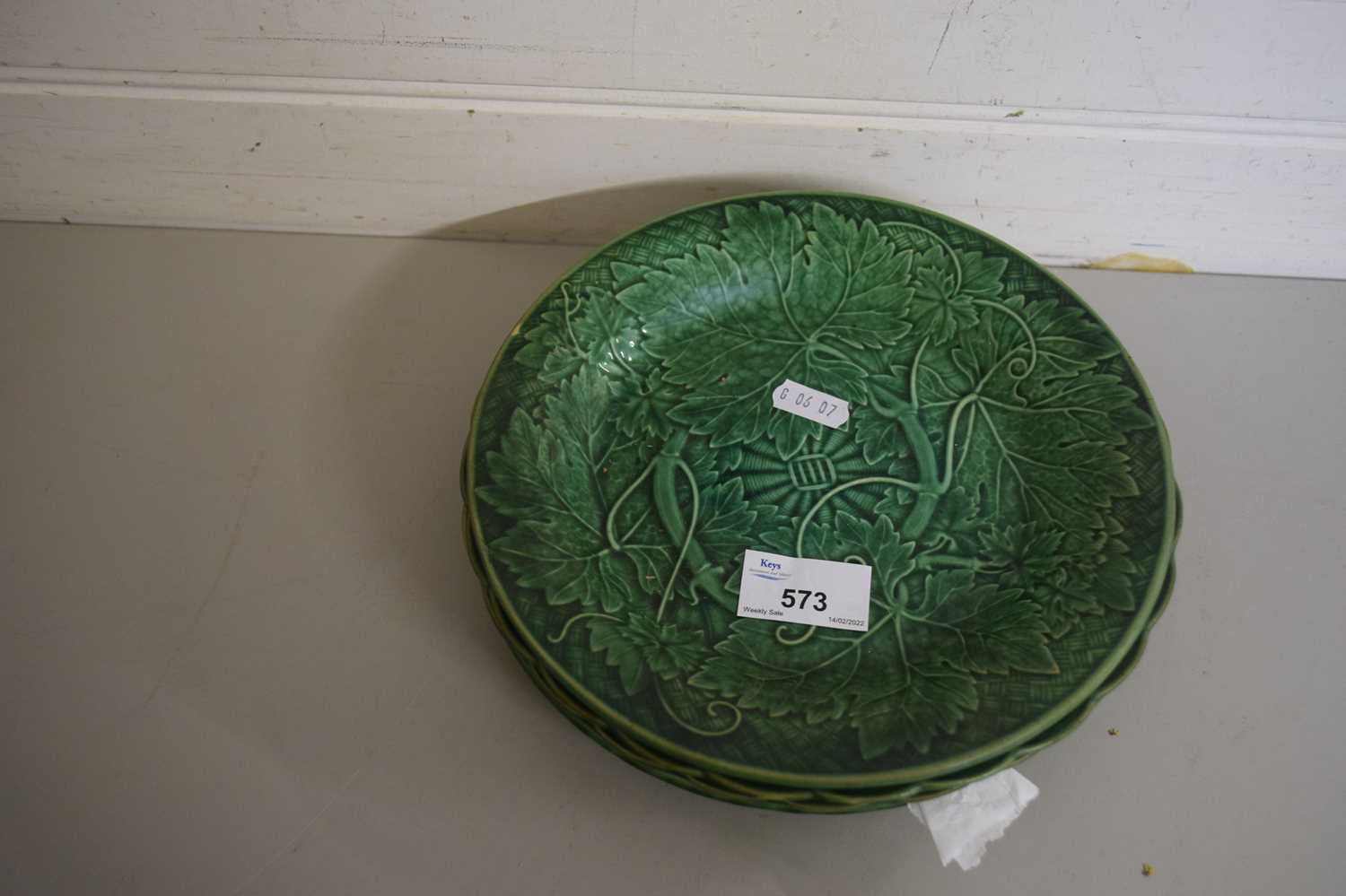 Lot 573 - QUANTITY OF VICTORIAN GREEN GLAZED PLATES