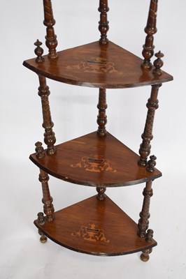 Lot 404 - Victorian walnut four-tier corner whatnot with...