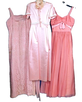 Lot 91 - A mid 20th Century pink satin bridesmaids...