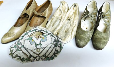 Lot 17 - Three pairs of early 20th Century lady's shoes...