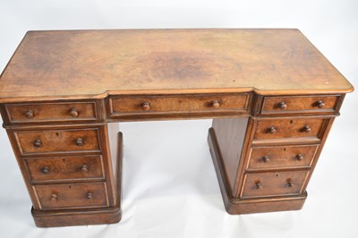 Lot 355 - Victorian walnut veneered twin pedestal desk...