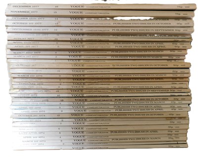 Lot 152 - Vogues Magazines - 1974, 1975,1976 and 1977, (33)