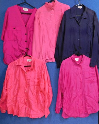 Lot 55 - Five lady's silk shirts, to include a fuschia...