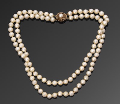 Lot 248 - A 9ct two strand cultured pearl necklace, the...