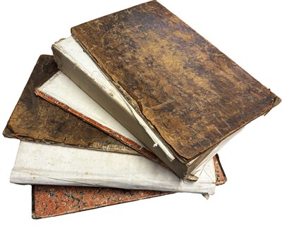 Lot 884 - A pair of large (disbound) leather-bound books,...