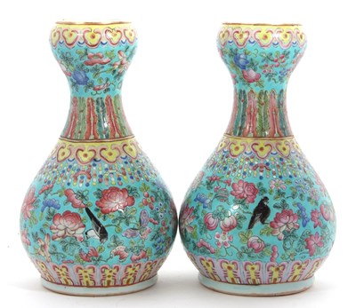 Lot 157 - A pair of Chinese porcelain  vases late Qing...