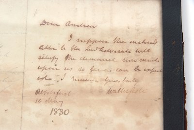 Lot 191 - A framed letter from Sir Walter Scott at...