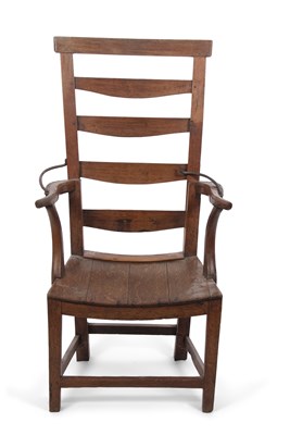 Lot 565 - A George III oak shepherds chair with...