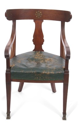 Lot 571 - A late Georgian mahogany and brass inlaid...