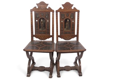 Lot 567 - A pair of late 19th Century Italian inlaid...