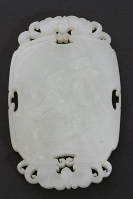 Lot 156 - Chinese Carved Pale Jade Pendant Early 20th...