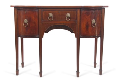 Lot 545 - A small Georgian mahogany sideboard of bow...