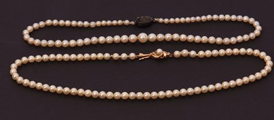 Lot 247 - Two cultured pearl necklaces: one with 9ct...