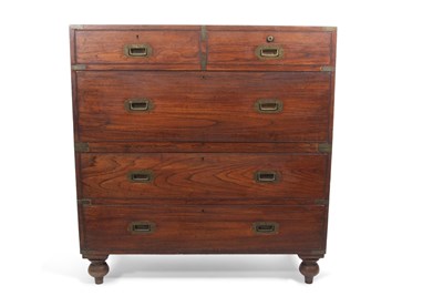 Lot 541 - A 19th Century teak military or campaign chest...