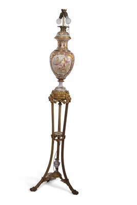 Lot 531 - A late 19th Century standard lamp with Sevre...