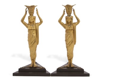 Lot 509 - A pair of 19th Century Egyptian Revival gilt...