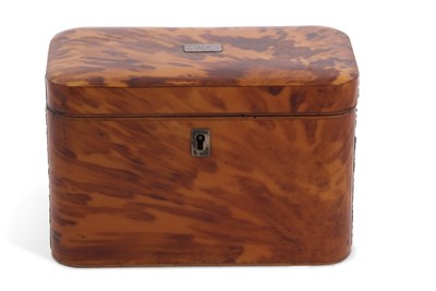 Lot 513 - A Georgian tortoiseshell mounted tea caddy of...