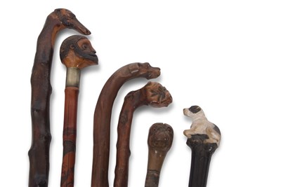 Lot 533 - A group of six various novelty walking sticks...