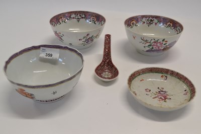 Lot 359 - A group of three 18th Century Chinese bowls...