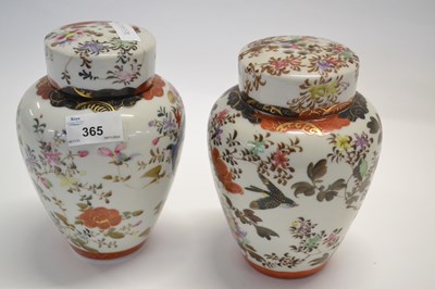 Lot 365 - A pair of Japanese pot pourri vases of ovoid...