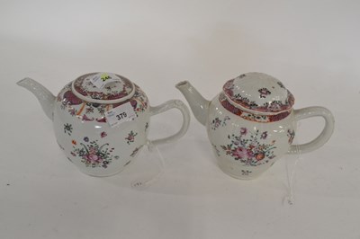 Lot 379 - Two 18th Century Chinese porcelain teapots...