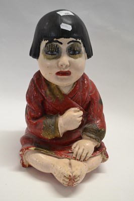 Lot 390 - An Oriental plaster model of a young girl,...