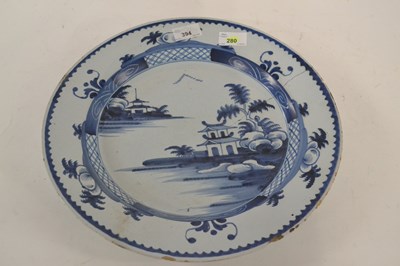 Lot 394 - A large 18th Century English Delft charger...