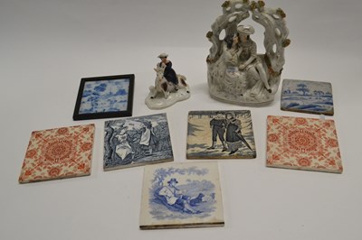 Lot 404 - A group of Victorian tiles together with two...