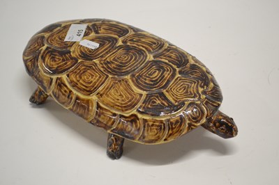 Lot 415 - A Majolica model of a turtle in brown glazes,...