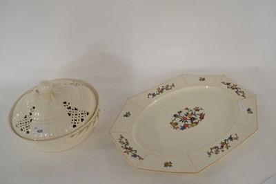 Lot 428 - Large cream ware bowl and cover with...