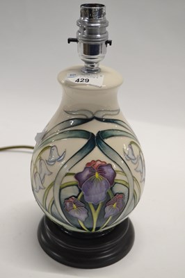 Lot 429 - A Moorcroft table lamp with tubelined...