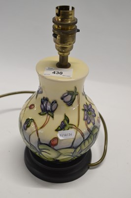 Lot 430 - A further Moorcroft table lamp with a...