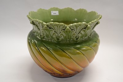 Lot 435 - A large Leeds Pottery jardiniere with green...