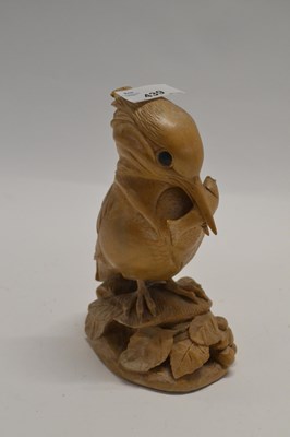 Lot 439 - A carved wooden model of a Kingfisher, the...