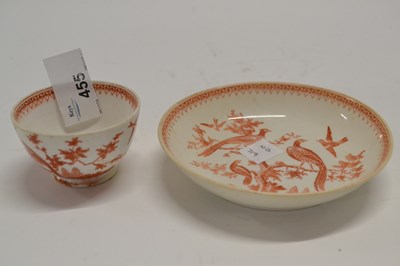 Lot 455 - A continental porcelain saucer with brick red...