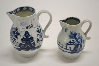 Lot 466 - Two Lowestoft porcelain sparrow beak jugs with...